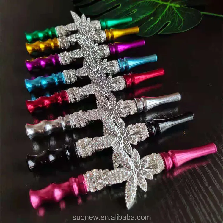 Hot-selling Arabic Hookah Accessories Mouth Tips Creative Metal nozzle Hand-set Diamond Cigarette Blunt Holders
