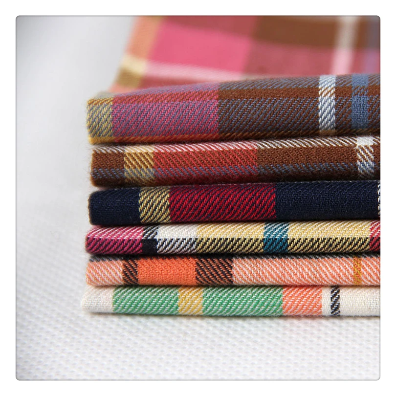 21s 120gsm  180gsm 100% cotton yarn dyed flannel supplier yarn dyed fabric plaid check yarn dyed fabric for garment