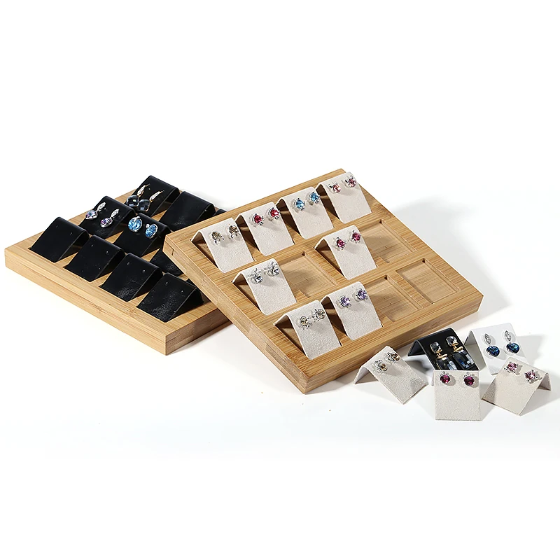 DIGU Custom Wholesale Jewelry Display Stand Leather Velvet Jewelry Storage Earrings Jewelry Display Tray