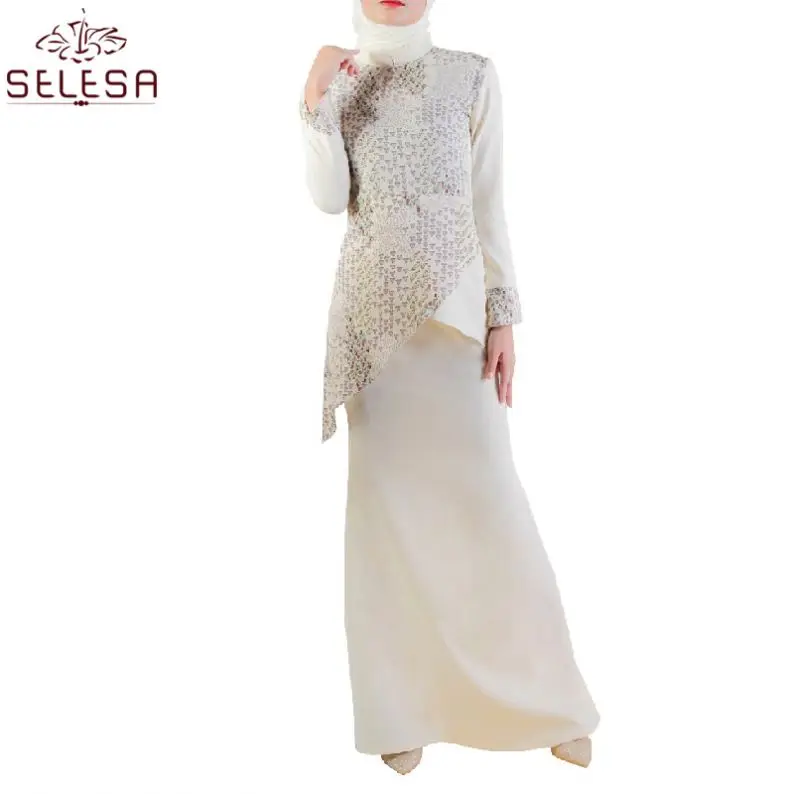 Hot Sell Loose Islamic Clothing Tunics Long Skirt Women Baju Kurung Muslim Dress