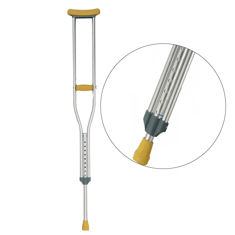 Nursing Care Equipment Lightweight Aluminum Alloy Underarm Armpit Crutches Quickfit Walking Stick Cane for Handicapped