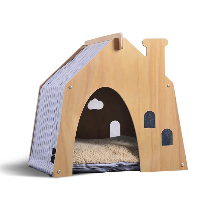 Eco Friendly Pine Wood  Pet House& Villa &Collapsible Bed & Breathable Maternity Ward Kennel for Dog  Cat Rabbit House Furniture