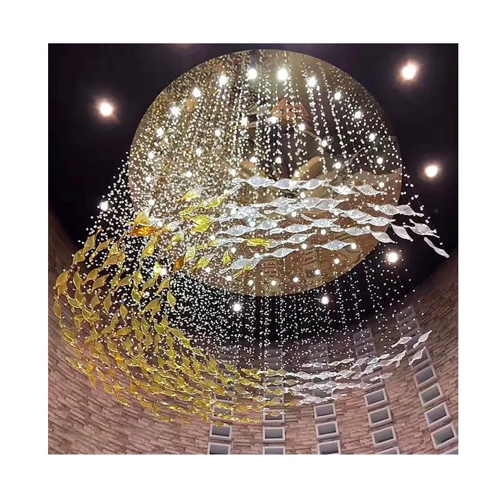 Big Glass New Modern Pendant Light fish chandelier Custom Lamp Staircase hotel pendant light