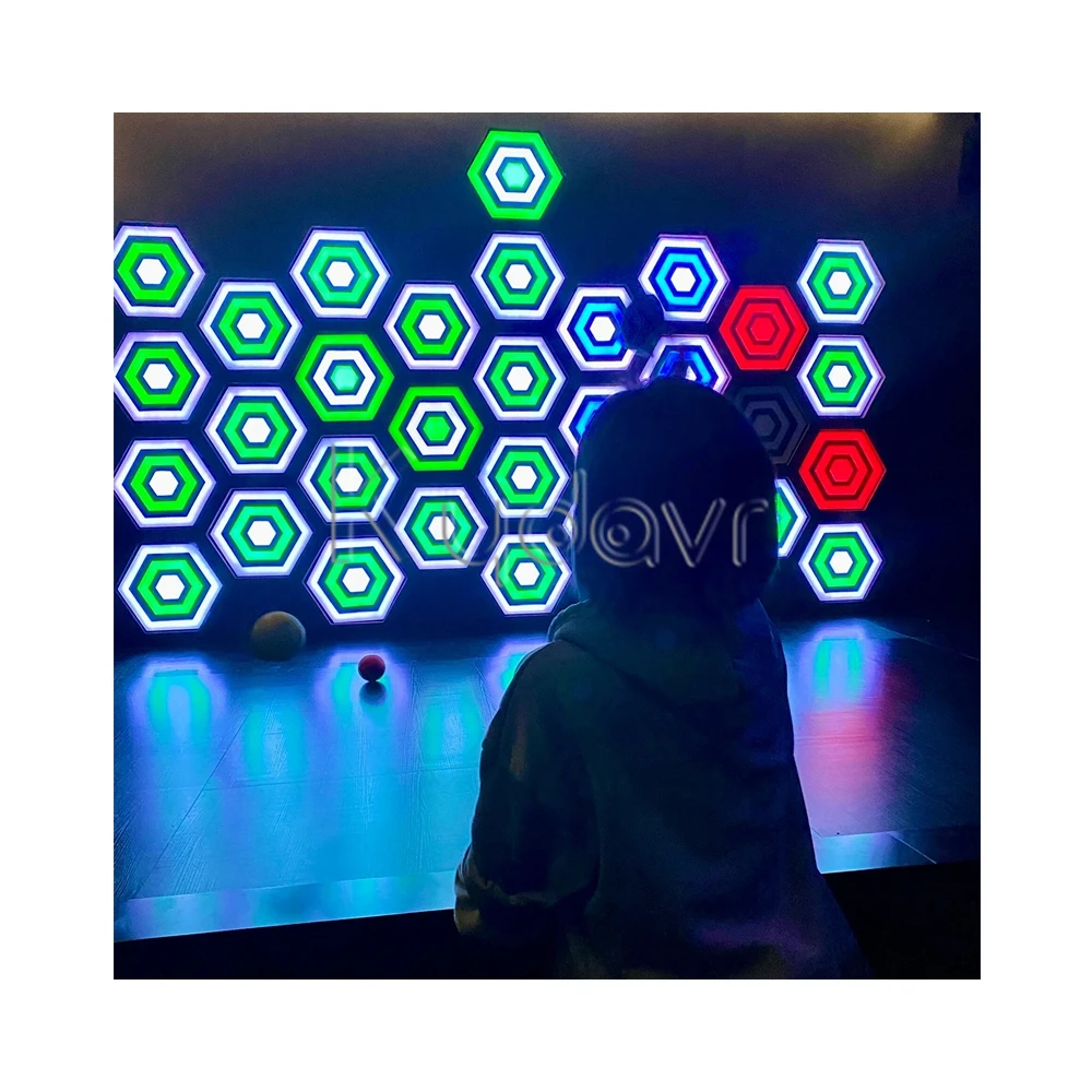 Indoor game room team building interactive led wall pixel grid light active arena shooting game toys ball shoot activate