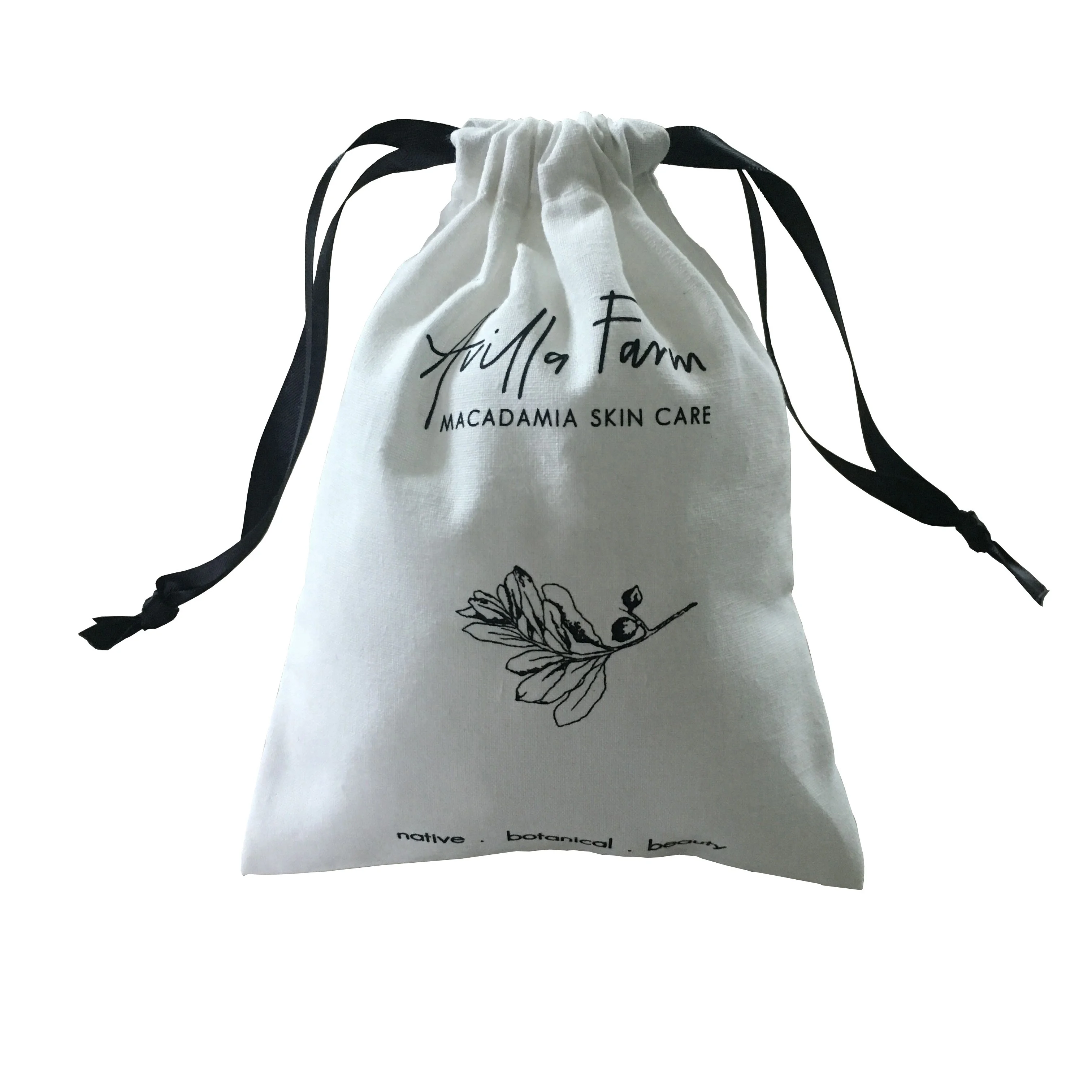 Logo Design Promotional High quality Organic Cotton Drawstring Bags  Small Pouch Canvas Bags