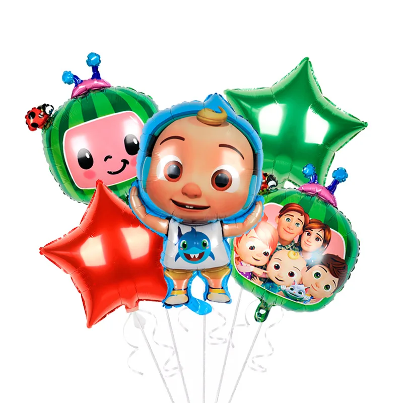 cocomelon aluminum film balloon sets cute watermelon cartoon shape children happy birthday scene decoration balloons supplies