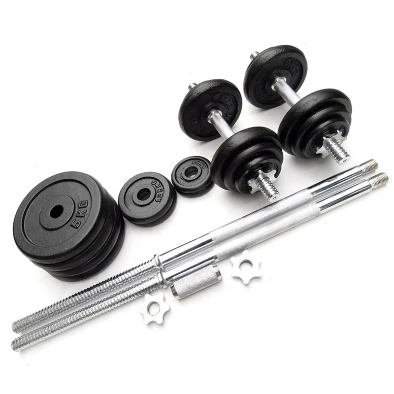 Home Gym Fitness High Quality Cast Iron Dumbbell Set Weight Lifting Chromed Adjustable Dumbbell Barbell Set