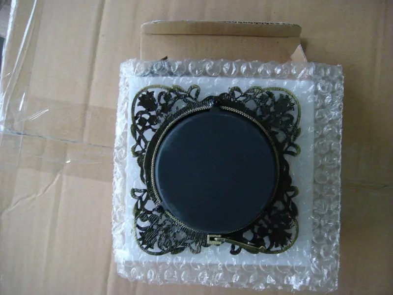 Antique Brass White Beaded Square Metal Zinc Alloy Framed Desk Clock