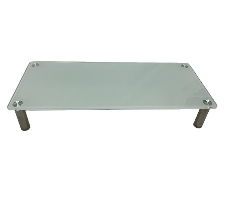 8mm Tempered glass height adjustable monitor riser stand for Laptop desk organiser