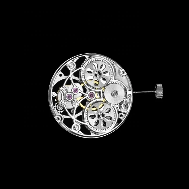 ENLOONG Real Luxury Skeleton Tourbillon Movement with Manual Winding OEM LOGO ELT0563 Silver Tourbillon Watch Movement