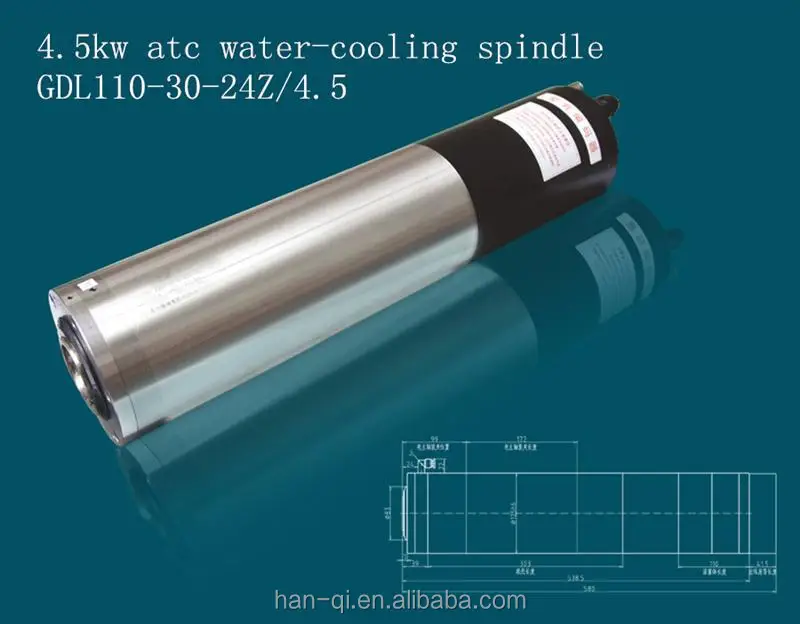 HQD GDL110-30-24Z-4.5KW/4 BT30 4.5KW 24000rpm 9.2A 380V water cooled ATC spindle motors CNC Router Spindle Motor