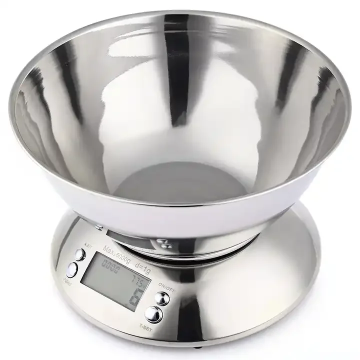 New product Stainless steel kitchen scale with bowl 5 kg 1 g