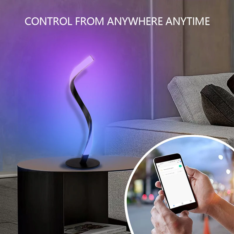 Светодиодная спиральная настольная лампа Tuya с Wi-Fi современный изогнутый прикроватный светильник холодного белого света для гостиной спальни чтения Alexa