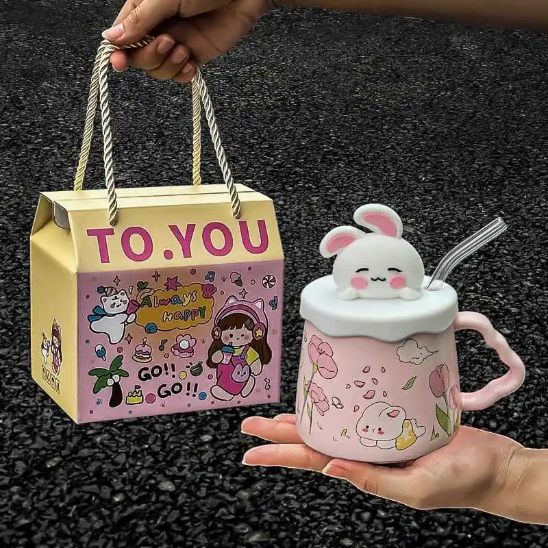 Cup Ceramic Gift Box Souvenir Mug with Cover Creative Birthday Gift for Best Friend Practical Girls