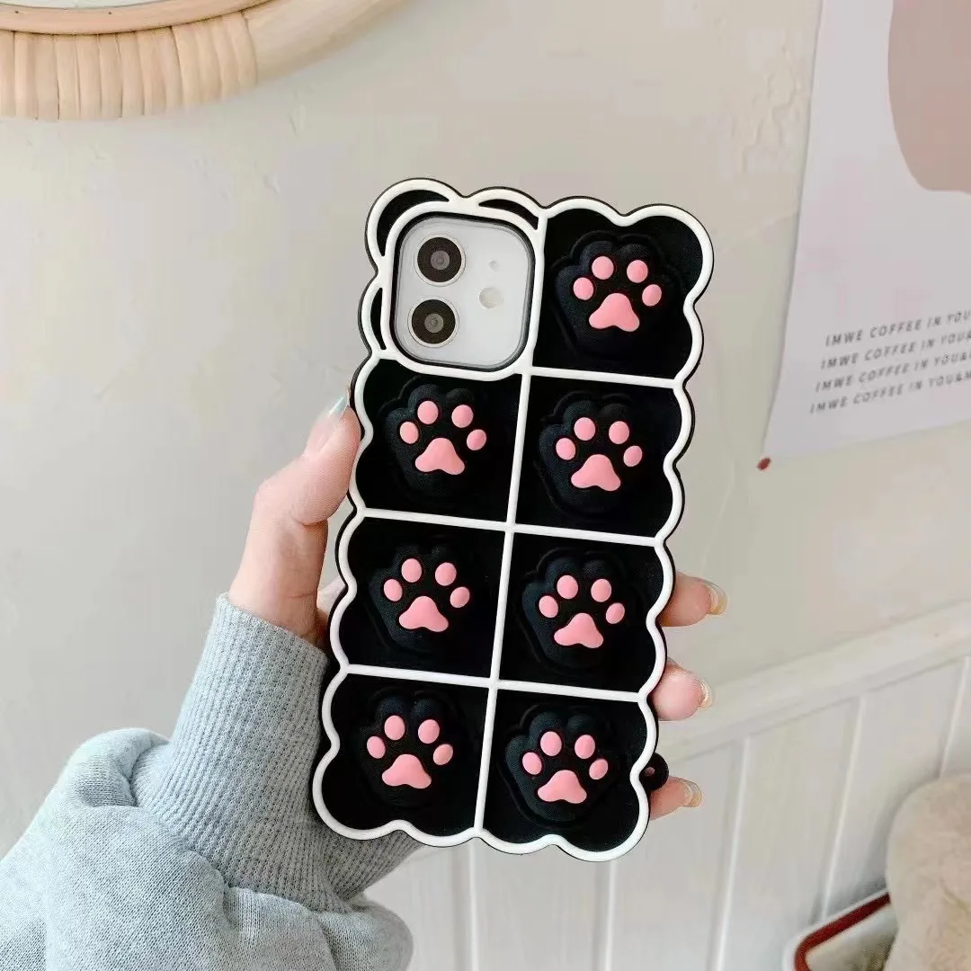 Amazon Hot Selling Stress Release Phone Case Cat Paw Design Protective Silicone Cover Fundas for iPhone 13 Pro Max 12 11 XS