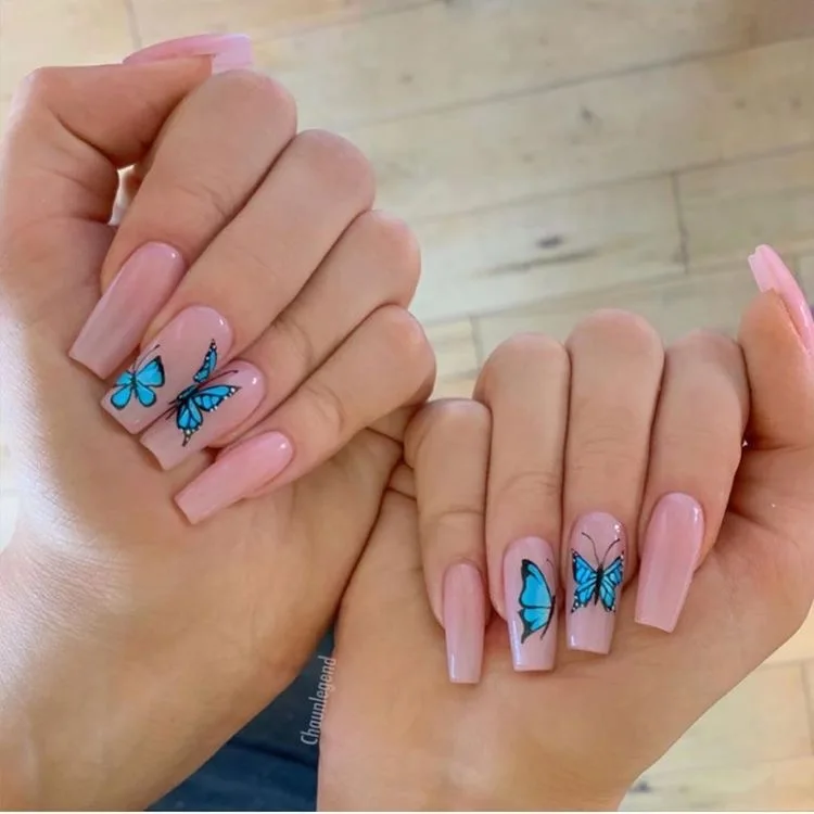 Бабочка накладные ногти оптом давить на предварительно склеенные искусственные