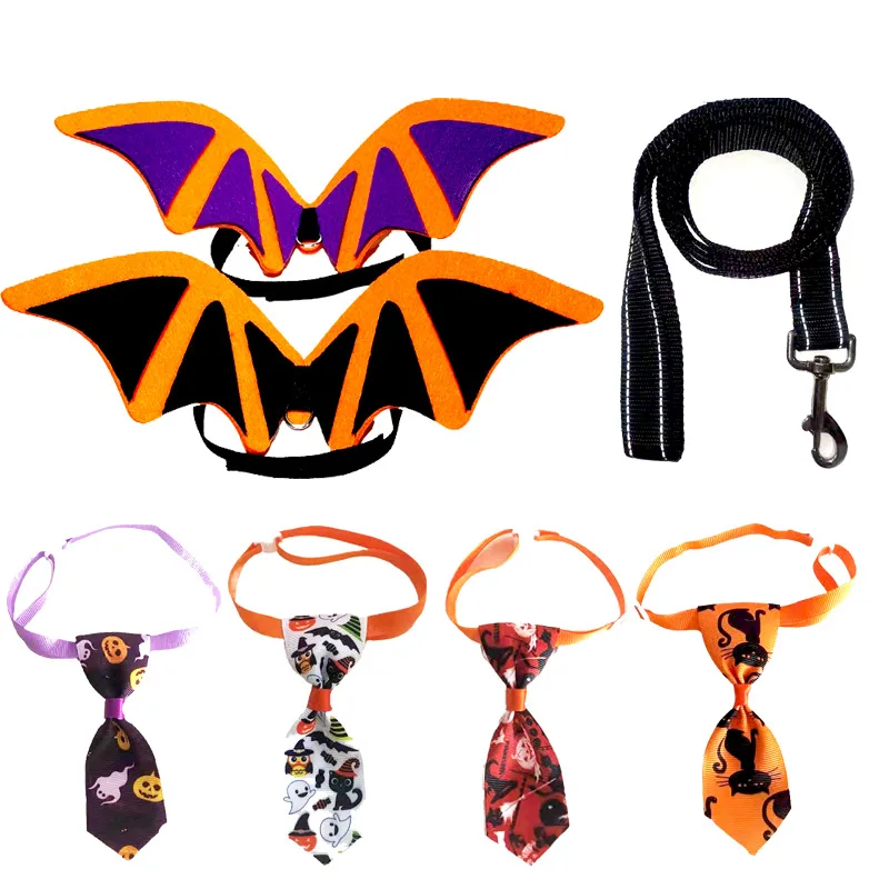 Hot Sale Luxury Designer Cute Fashion Bat Wing Pet Cat Dog Tie Set Party Halloween Costumes