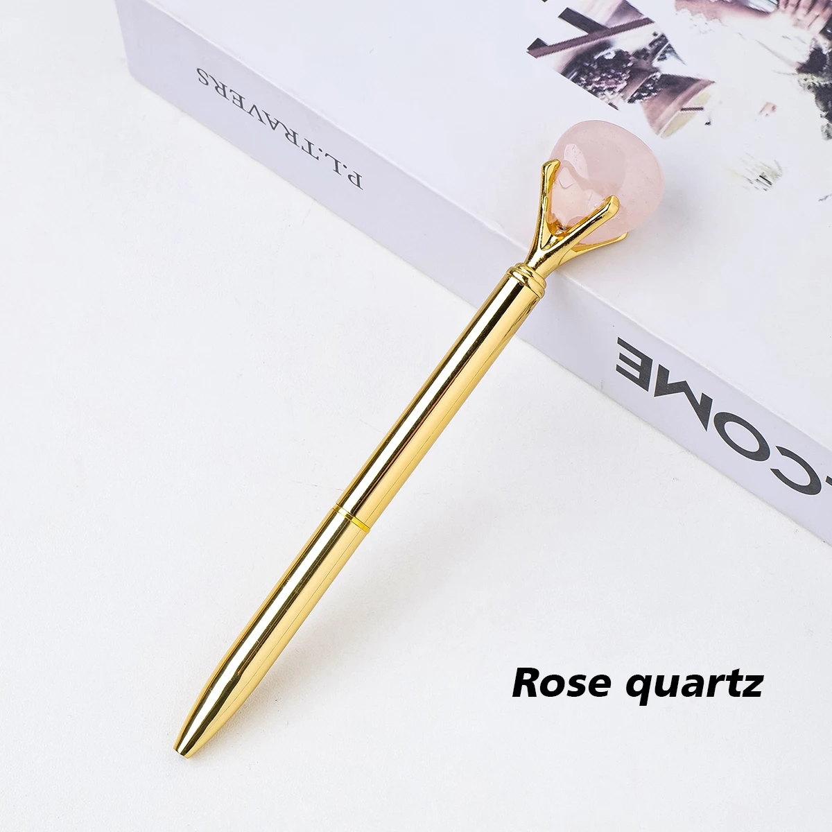 Wholesale Tumble Stone Pen Ink Pens Gold Metallic Crystal Pens Ballpoint With Custom Logo Office Student Gift