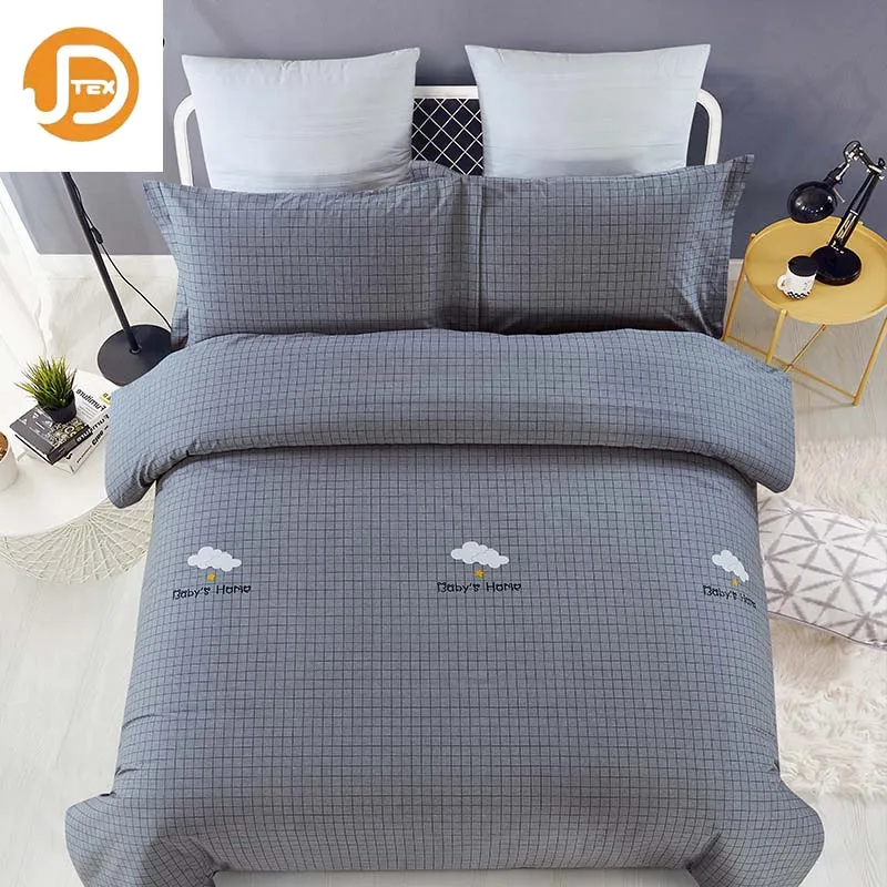 European Style OEM/ODM Grid Printed 100 Polyester Microfiber Fabric Bedding Article for Customization