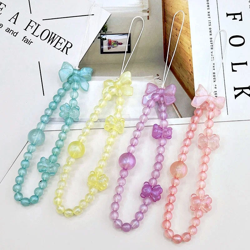 Creative Candy Beaded Bracelet Key Chain Fashion Wrislet Colored Butterfly Acrylic  Beautiful