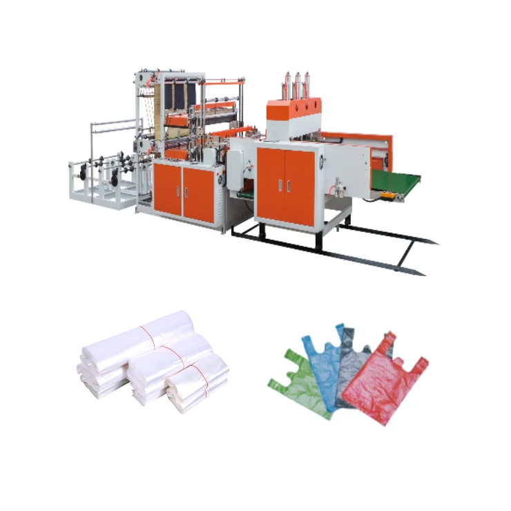 4 Lines 6 Lines 12 Lines Heat Sealing Cold Cutting Polythene Pe Hdpe Ldpe T-shirt Shopping Flat Garbage Bag Making Machine Price