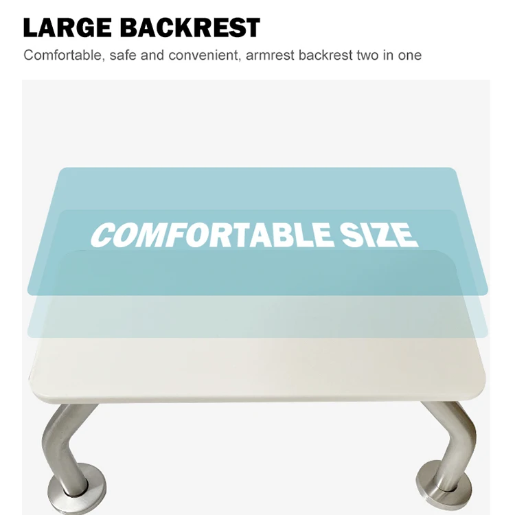 Toilet backrest Two in One Wall Mount Bathroom Balance Handle Bar Safety Shower Grab Bar 304 Stainless Steel