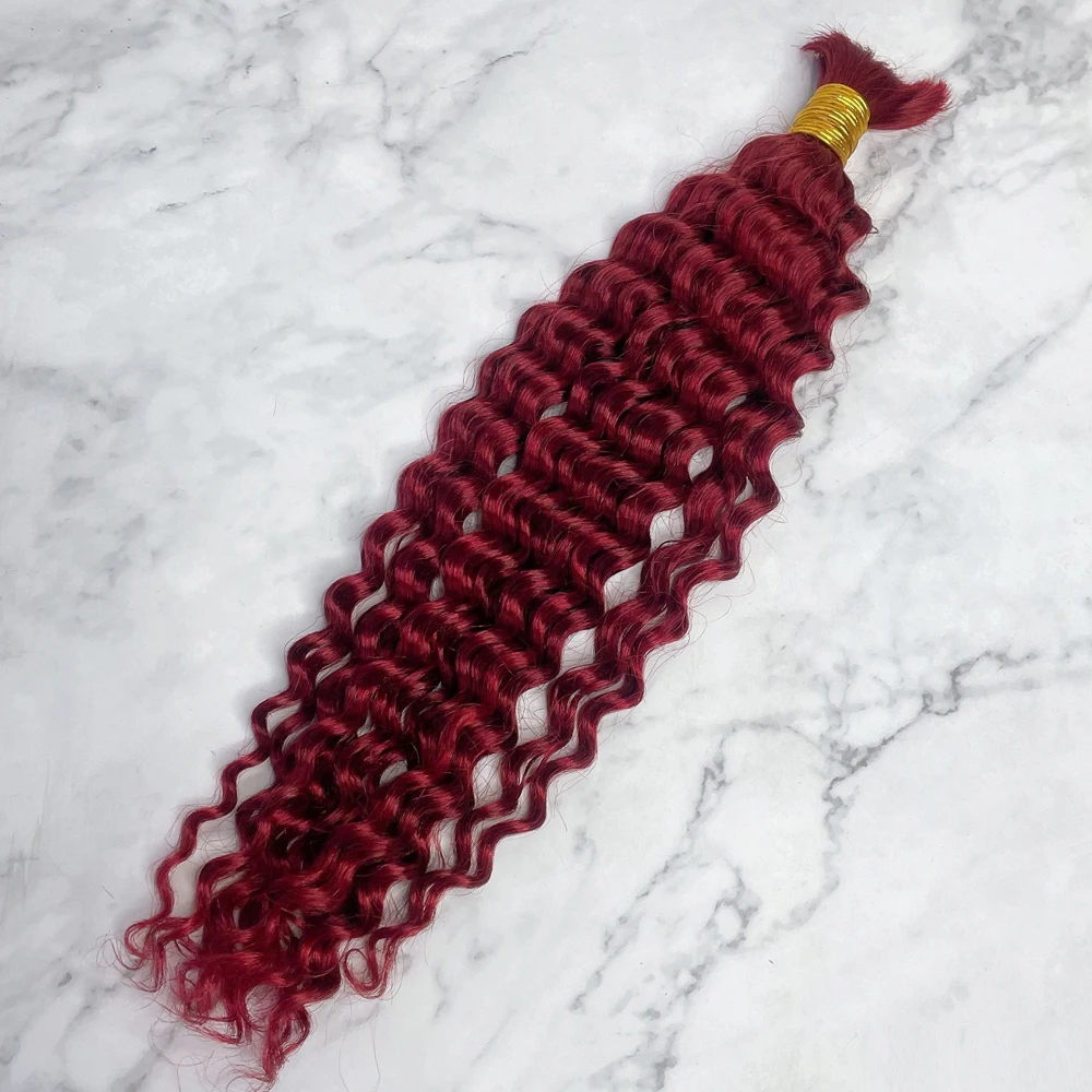 Hot colors passion twist braiding hair red wavy and curly 99j human hair bulk