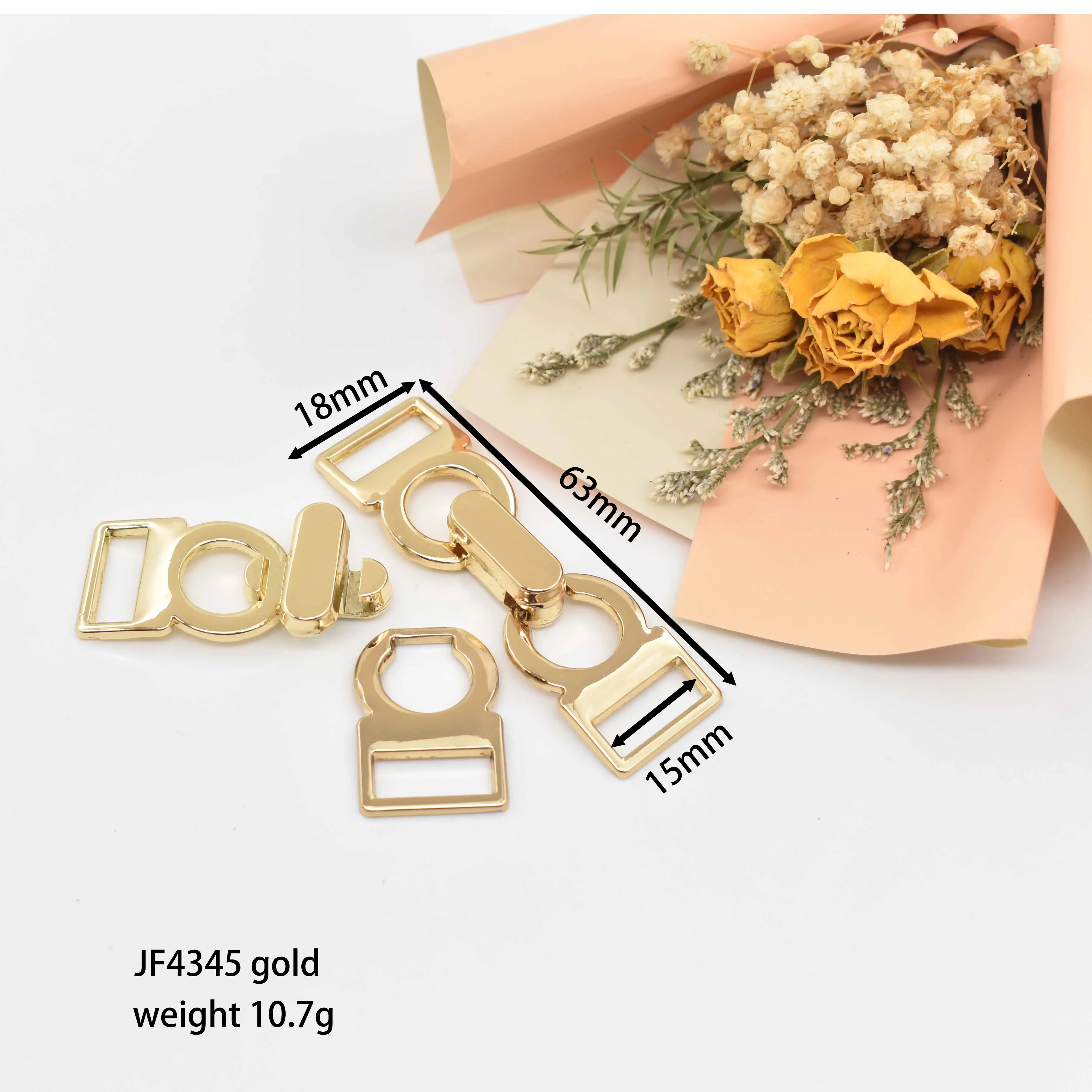 DKL-6 New Fashion 15mm Belt Clothing Decorate bra front closure Connector Ring Buckle Chain