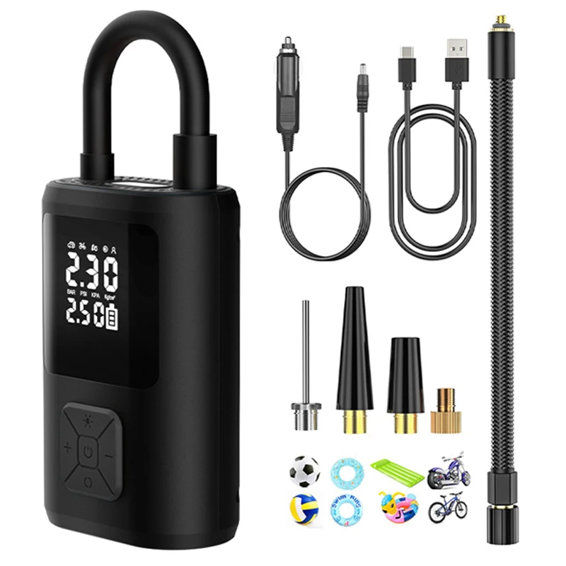 Innovative Mini Wireless Electric Portable Rechargeable Car Air Compressor Pump Equipped with Aluminum Body