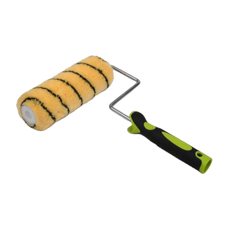 Yellow Acrylic Paint Roller With Right Angle Rubber Hand Roll For Oil Paint