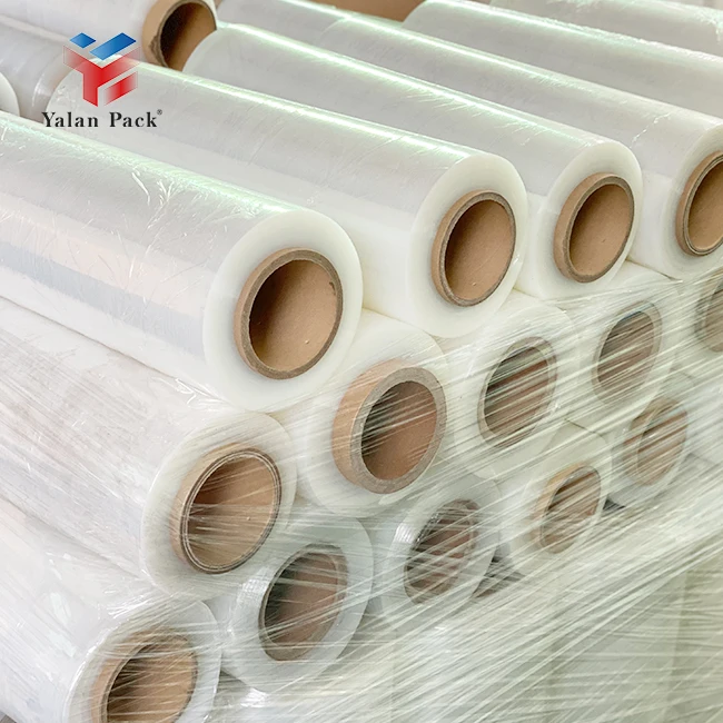 Clear LLDPE Stretch Film Plastic Wrap Transparent Roll Moisture-proof PE Polyethylene Moisture Proof Soft Packaging Film Casting