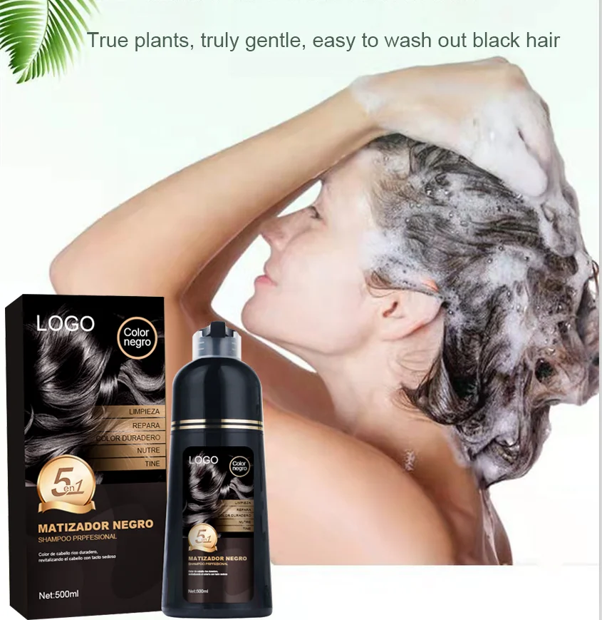 OEM ODM Customize Magic Ammonia Free Hair Color Shampoo Natural Black Hair Dye Colour Shampoo