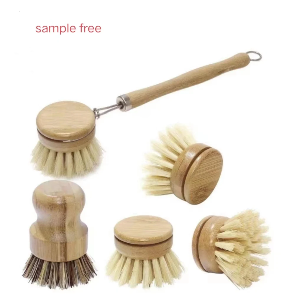 Manufacturer replaceable electric cleaning dish kitchen brushes head handle willy bottle crevice wooden bamboo dishwashing  brus