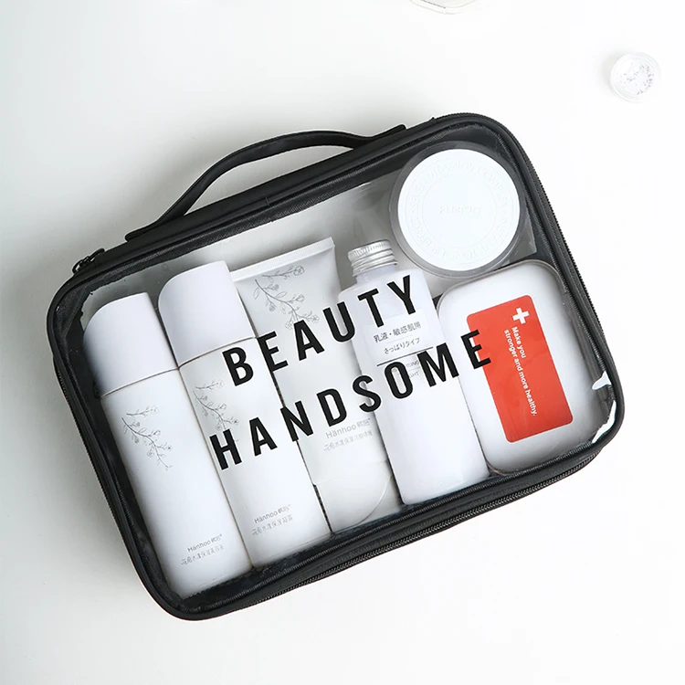Hot Sale Clear Transparent PVC Cosmetic Bag Waterproof Clear Cosmetics Makeup Bag Customized Travel Clear Clutch Bag Beauty Case