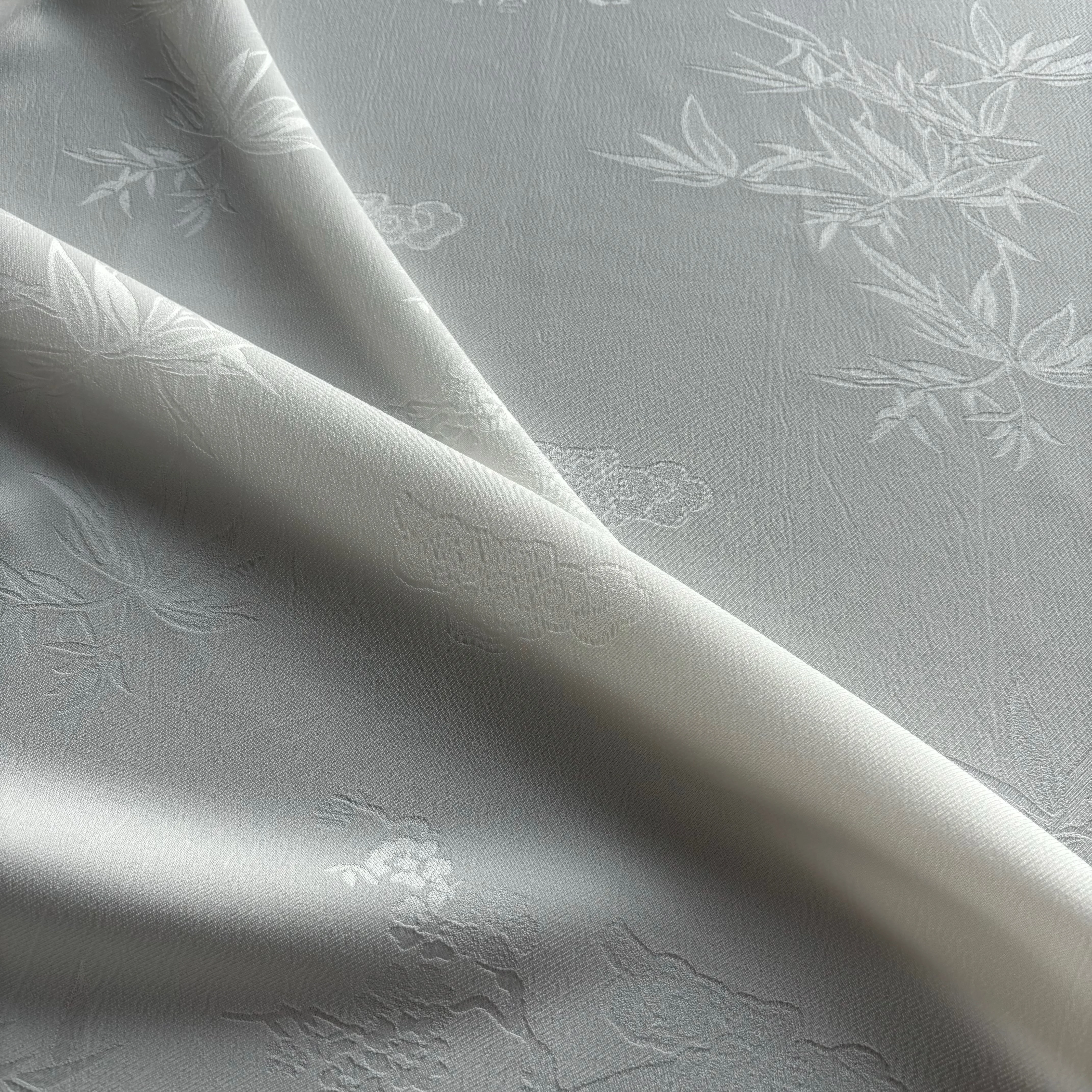 3316 Acetate Like Satin Embossed Jacquard Fabric With Cloud & Bamboo Embossing Pattern For Cheongsam Dresses