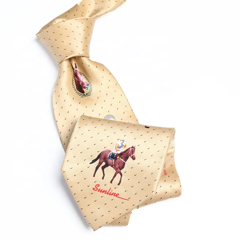high quality animal horse custom design silk ties digital printed neck ties for man