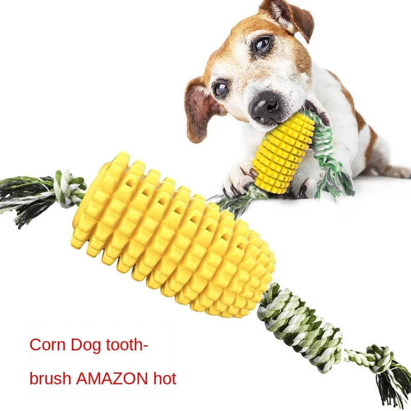 Новинка Amazon хот-дог Игрушка Кукуруза молярный стержень устойчивая к укусам зубная щетка собака игрушка с веревкой Прямая