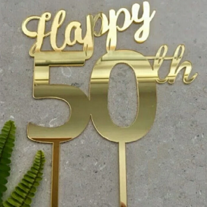 Handwriting fifty cake topper number acrylic cake topper for birthday
