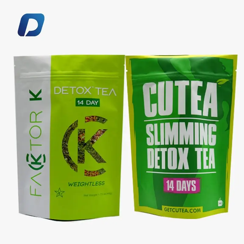 Stand Up Pouch Mylar Green Oolong Tea Packing Bags Custom For Matcha Powder