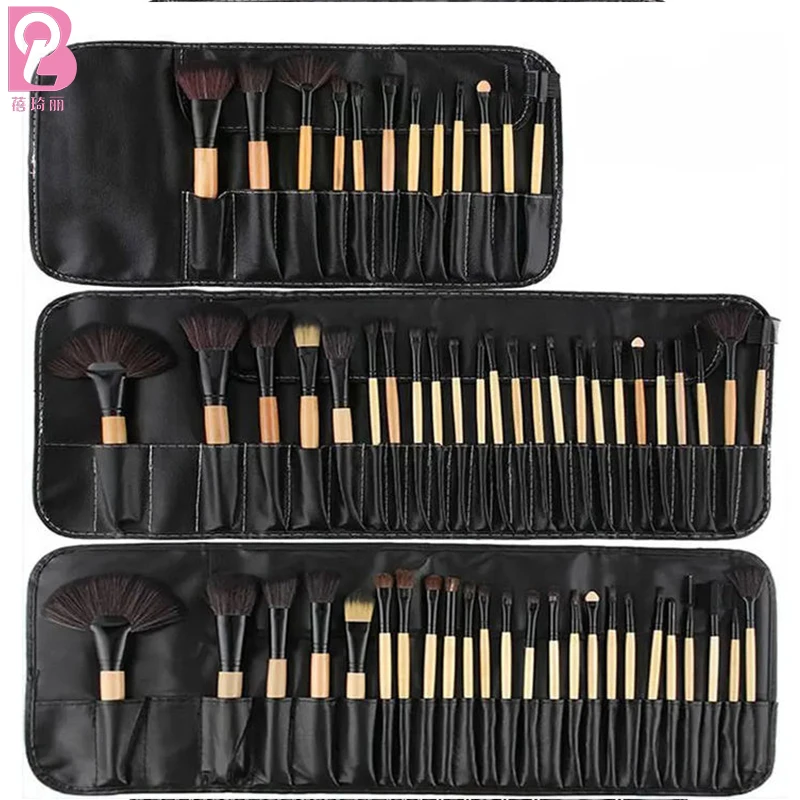 Beiqili Custom Logo Private Label Personalised Makeup Brush Set Natural Hair Copper Tube Wood Handle 24pcs Rose Milky Way Series