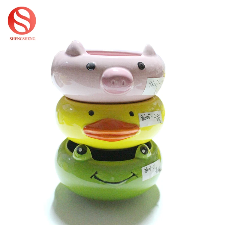 Custom animal shaped plant pot yellow cute duck ceramic flower pot with tray small planter pot for garden decor