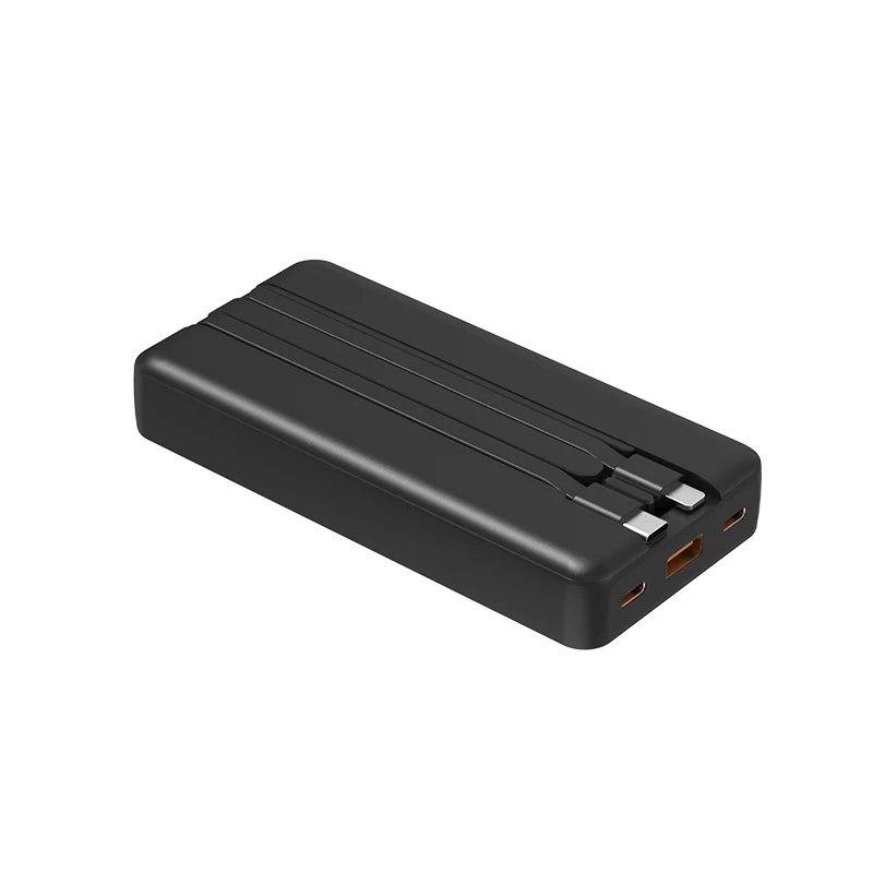 High Capacity Electronics Gifts Powerbank 20000mah Led Light Large Window Built-in Cable Quick Charging Lanyard Powerbank