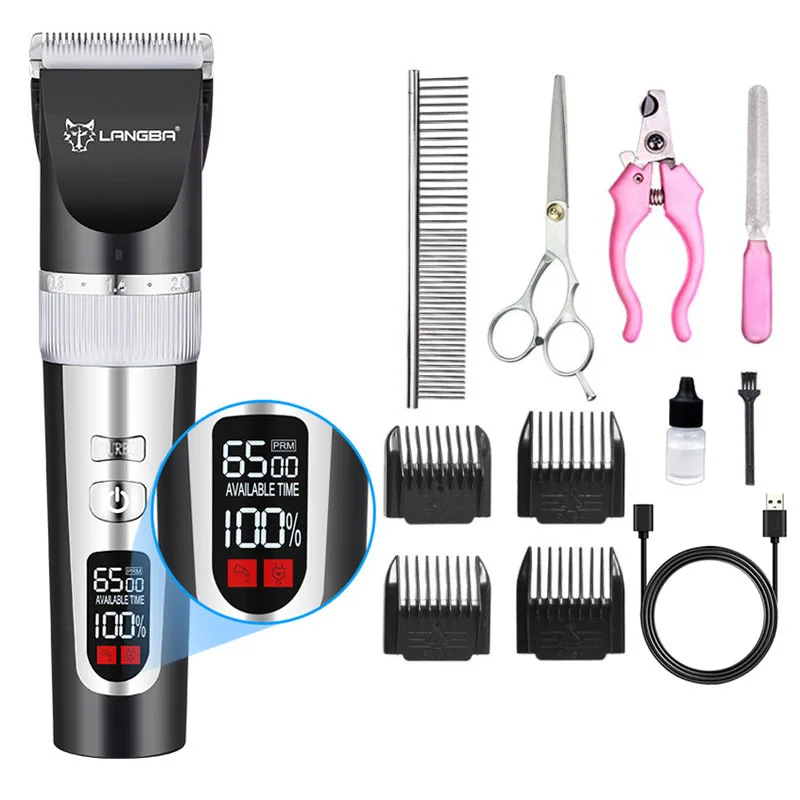 2022 Amazon Professional USB Electric Rechargeable Pet Shaver Clippers Scissors Dog Cordless Trimmers Grooming Tool Kit