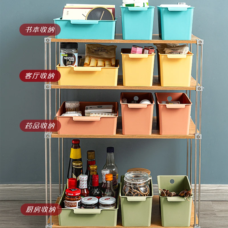 
Home used Desktop Kitchen Snack Toy Storage Basket Food Fruit Container Cosmetic Organizer no lid plastic storage box 