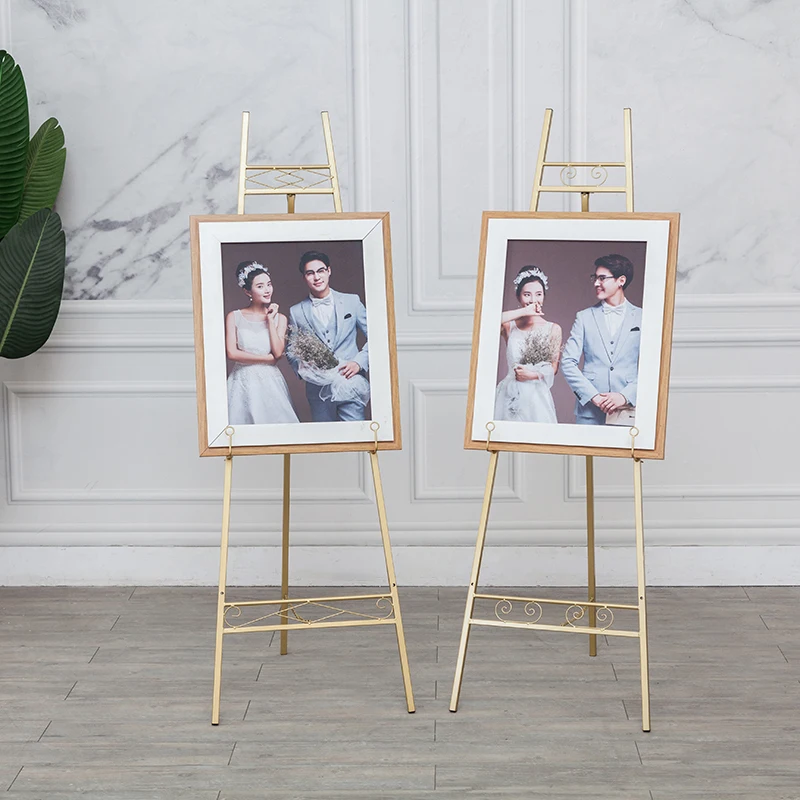 Oil painting floor stand minimalist poster stand welcome water sign display stand iron wedding photo easel
