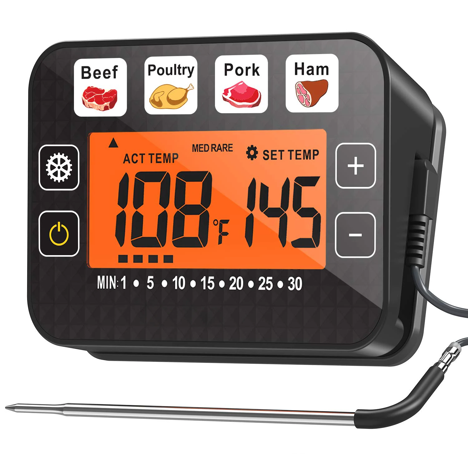 Four Food Modes Timer Alarm Instant Read Meat Thermometer Oven Magnet BBQ Food Kitchen Thermometer With LCD Backlight Display