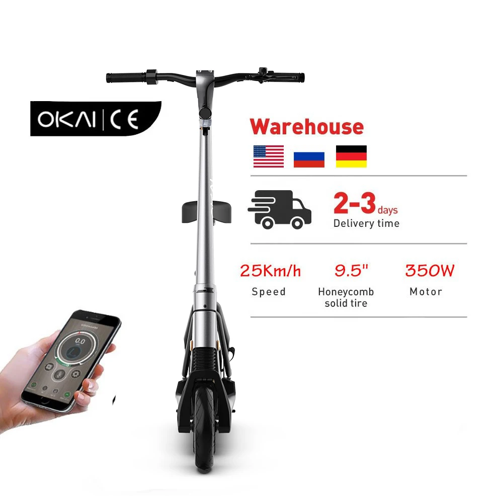 
European warehouse OKAI 2021 New Design Pro 9.5 inch 7.2Ah Battery Foldable Skateboard Electric kick Scooters 