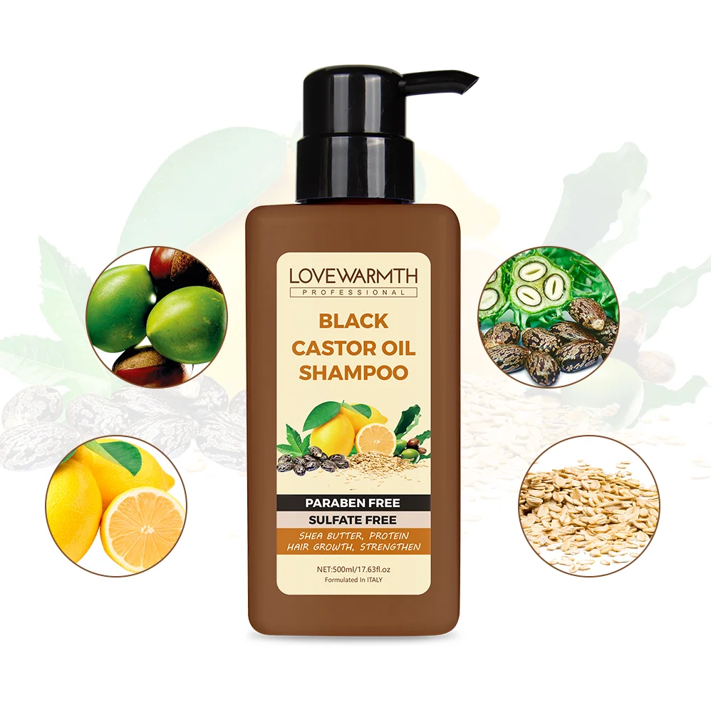 Private Label organic black castor oil ingredients shampoo and conditioner for curly hair