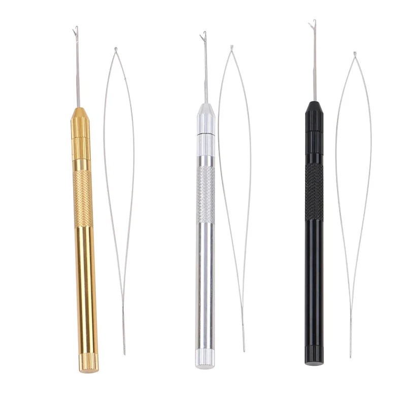 Multi-function Aluminum Hook Needle Loop Threader For Micro Rings Beads Links I-tip Hair Extensions