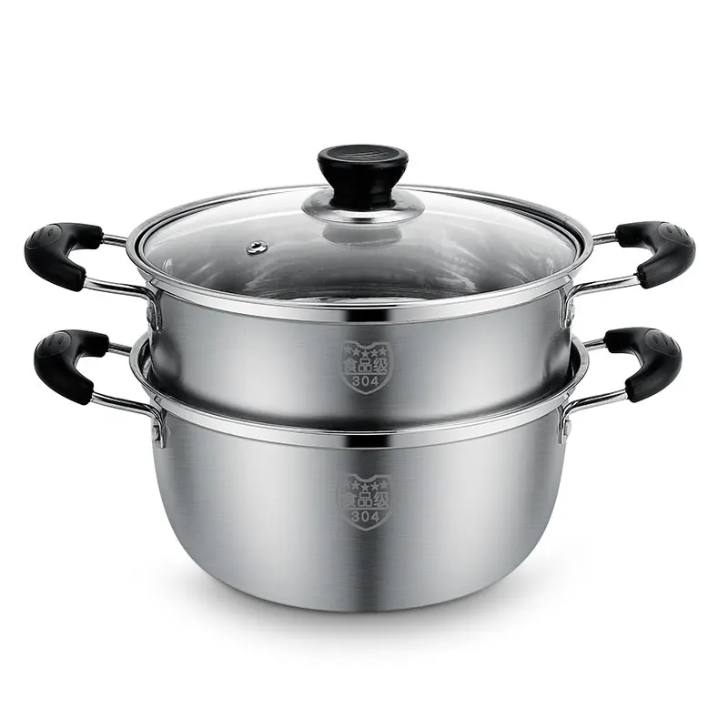 
22/24/26Cm Stainless Steel 2 Tier Steamer Food Induction Steamer Pot Dim Sum Cookware Steamer For Kitchen Cooking Tool 